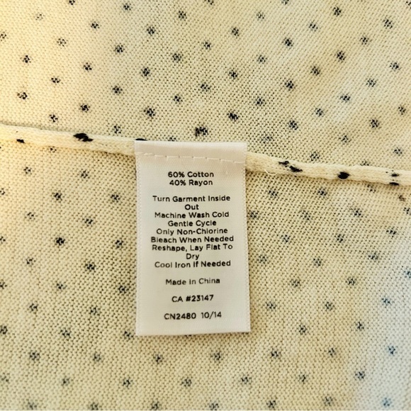 Talbots Charming Cardigan Ivory White Black Mini Dot Cotton Sweater plus size 2X - Picture 13 of 14